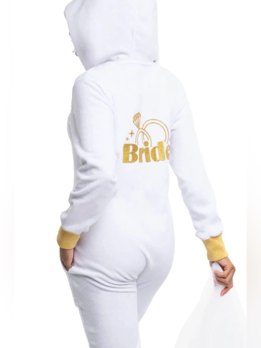 TIPSY ELVES WOMEN'S BACHELORETTE BRIDE HOODED JUMPSUIT - Picture 3 of 5